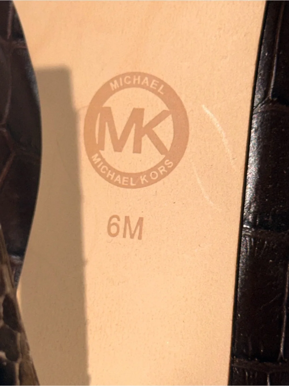 Michael Kors Brown Snake-Print Studded Peep Toe Heel